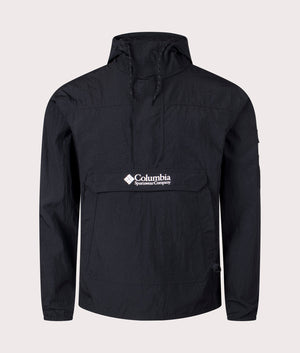 Columbia Challenger Windbreaker Anorak in Black. Shot at EQVVS. Front Shot