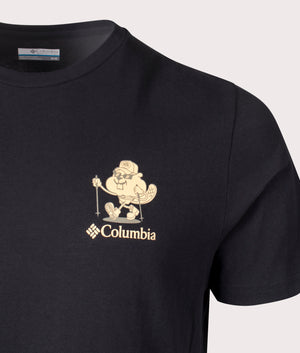 Columbia Hageman Graphic T-Shirt in Black. Shot at EQVVS. Detail shot. 