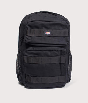 Dickies Duck Canvas Utility Backpack in Black. Front angle shot at EQVVS.