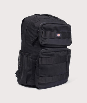 Dickies Duck Canvas Utility Backpack in Black. Side angle shot at EQVVS.