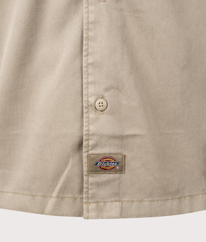 Dickies Unionville GD Work Short Sleeve Shirt in Desert Sand. Shot at EQVVS.  Detail shot. 