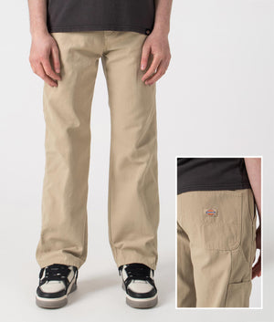 Dickies Canvas Carpenter Lighweight Trousers in Desert Sand. Shot at EQVVS. Front shot. 