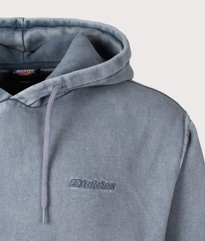 Dickies Plentywood Hoodie in Stormy Weather. Shot at EQVVS. Detail shot. 