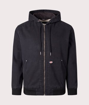 Dickies Hooded Duck Canvas Jacket in Stone  Washed Black by Dickies. EQVVS Shot. 