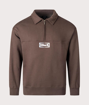 Huf Slate Quarter Zip Sweatshirt in Espresso at EQVVS Menswear front shot