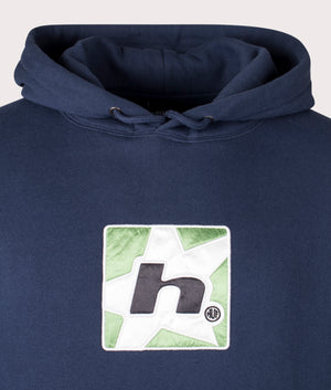 HUF H Star Hoodie in Nightshade Blue at EQVVS Detail Shot