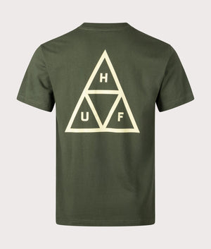 HUF Huf Set Triple Triangle T-Shirt in Garden Green with Back Print at EQVVS Back SHot