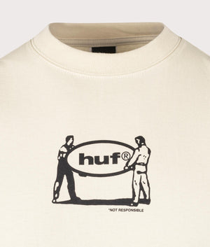 HUF Relocation T-Shirt in Stone Beige at EQVVS Detail Shot