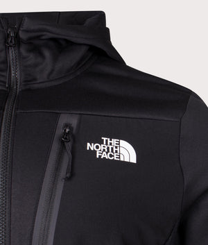 The North Face Ma Full Zip Fleece Hoodie in Black. Detail Shot at EQVVS.