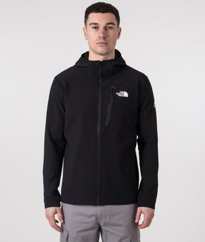 The North Face Softshell Jacket in Black. Shot at EQVVS.  Front shot model.