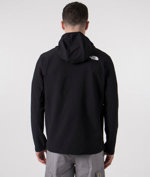 The North Face Softshell Jacket in Black. Shot at EQVVS.  Back shot. 