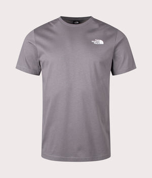 The North Face Box Nse T-Shirt in Smoked Pearl Grey and Hero Blue logo at EQVVS. Front Print Shot.