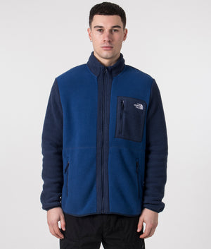 The North Face Yumiori Zip Through Fleece in Estate Blue. Shot at EQVVS. Front model shot. 