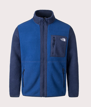 The North Face Yumiori Zip Through Fleece in Estate Blue. Shot at EQVVS. Front mannequin shot. 