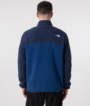 The North Face Yumiori Zip Through Fleece in Estate Blue. Shot at EQVVS. Back model shot. 