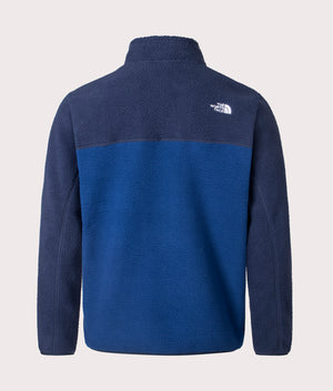 The North Face Yumiori Zip Through Fleece in Estate Blue. Shot at EQVVS. Back mannequin shot. 