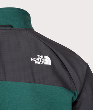 The North Face Glacier Heavyweight Zip Through Fleece in Deep Nori and Asphalt Grey. EQVVS Detail Back Shot.