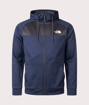 The North Face Reaxion Fleece Zip Through Hoodie in Summit Navy Dark Heather. EQVVS Front Shot.