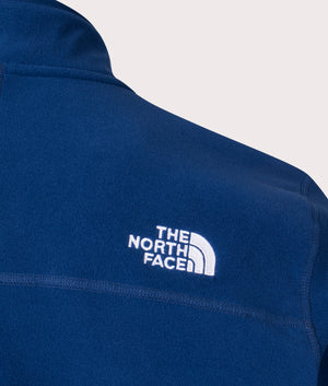 The North Face Quarter Zip 100 Glacier Fleece in Estate Blue. Shot at EQVVS. Detail shot. 