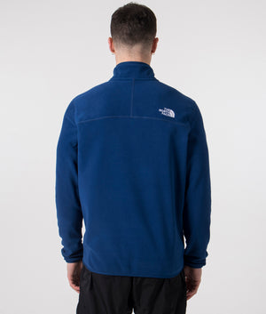 The North Face Quarter Zip 100 Glacier Fleece in Estate Blue. Shot at EQVVS. Back model shot. 