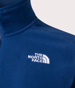 The North Face Quarter Zip 100 Glacier Fleece in Estate Blue. Shot at EQVVS.  Detail shot. 