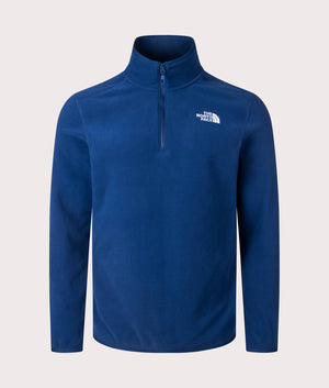 The North Face Quarter Zip 100 Glacier Fleece in Estate Blue. Shot at EQVVS. Front shot mannequin. 