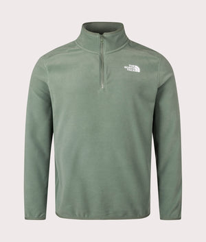 The North Face Quarter Zip 100 Glacier Fleece in Duck Green. Front Shot at EQVVS.