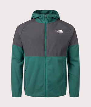 The North Face Glacier Heavyweight Zip Through Hoodie in Deep Nori Green and Asphalt Grey. EQVVS Front Shot.