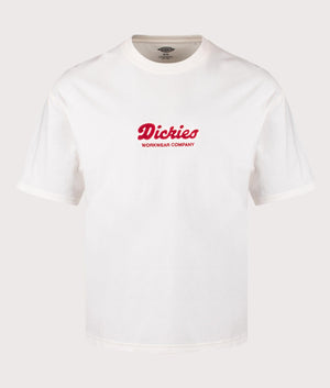 Dickies Lewistown Embroidered T-Shirt in Egret. Shot at EQVVS. Front shot. 