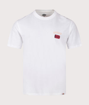 Dickies Service Crew T-Shirt in White. Shot at EQVVS. Front shot. 