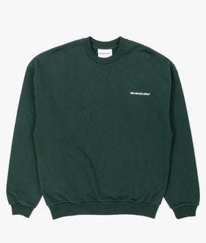 Oversized Uniform Crewneck Sweatshirt in Green from MKI MIYUKI ZOKU. Front angle shot at EQVVS.