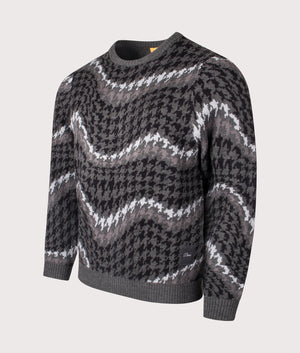 Houndstooth Knit Jumper in Coal by Dime at EQVVS. Side Angle Shot. 