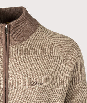 Double Zipper Knit in Camel by Dime MTL at EQVVS. Detail Shot. 