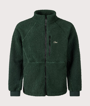 Zip Through Polar Fleece Sherpa in Forest by Dime MTL at EQVVS. Front Angle Shot.