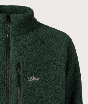 Zip Through Polar Fleece Sherpa in Forest by Dime MTL at EQVVS. Detail Shot. 