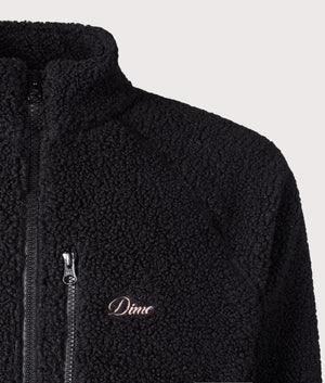 Zip Through Polar Fleece Sherpa in Black by Dime MTL at EQVVS. Detail Shot. 