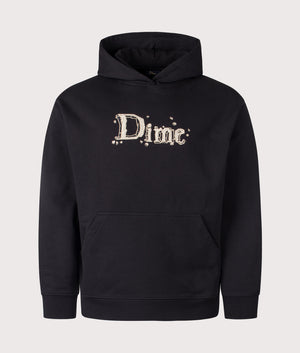 Classic Stone Hoodie in Black by Dime MTL at EQVVS. Front Angle Shot. 