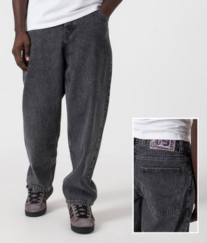 Dime MTL Classic Baggy Denim Pants in Faded Black. Shot at EQVVS.  Front shot. 