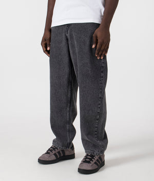 Dime MTL Classic Baggy Denim Pants in Faded Black. Shot at EQVVS. Side shot. 