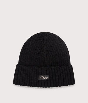 Cursive Fold Beanie, Black, Eqvvs Menswear, front shot angle