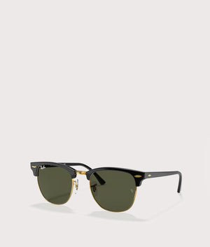 Clubmaster Sunglasses Black on Gold/Green Lens | Ray-Ban | EQVVS