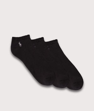 Polo Ralph Lauren 3 Pack Ankle Socks in Black. EQVVS three socks shot.