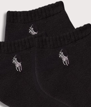 Polo Ralph Lauren 3 Pack Ankle Socks in Black. EQVVS Details shot.