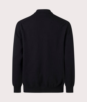 Comme des Garçons Long Sleeve Knit Polo Shirt in Black Wool at EQVVS Menswear Back Shot