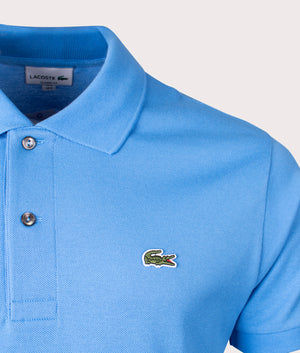 L1212 Croc Logo Polo Shirt in Etheral Blue by Lacoste. EQVVS Detail Shot.