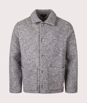 A.P.C, Thais Jacket, Heathered Light Grey, Eqvvs Menswear, front shot angle