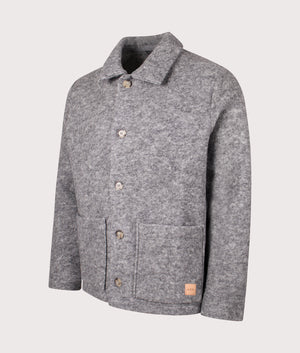 A.P.C, Thais Jacket, Heathered Light Grey, Eqvvs Menswear, side shot angle