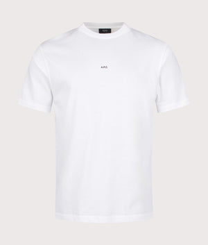 A.P.C, Relaxed Fit Micro Logo GOTS T-Shirt, white/ black, Eqvvs Menswear, front shot angle