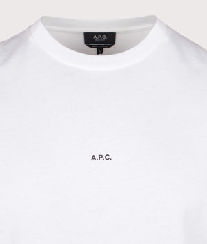 A.P.C, Relaxed Fit Micro Logo GOTS T-Shirt, white/ black, Eqvvs Menswear, detailed shot angle