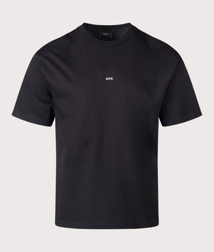 A.P.C, Relaxed Fit Micro Logo GOTS T-Shirt, black/ white, Eqvvs Menswear, front shot angle